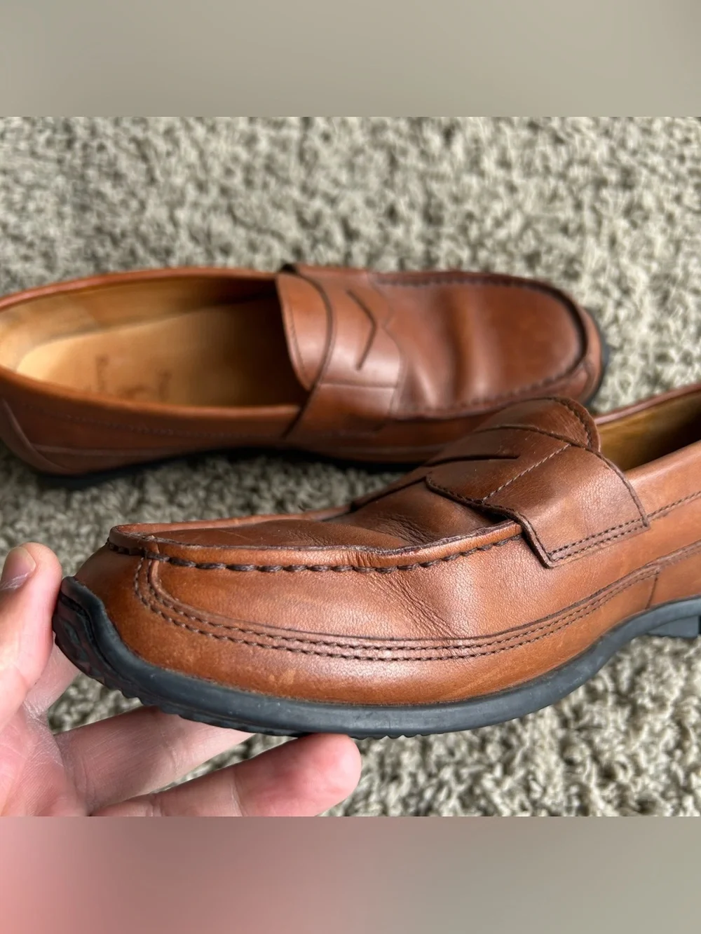 Polo Ralph Lauren Brown Leather Penny Loafers Mens 8 D Slip-On Classic Moc-Toe